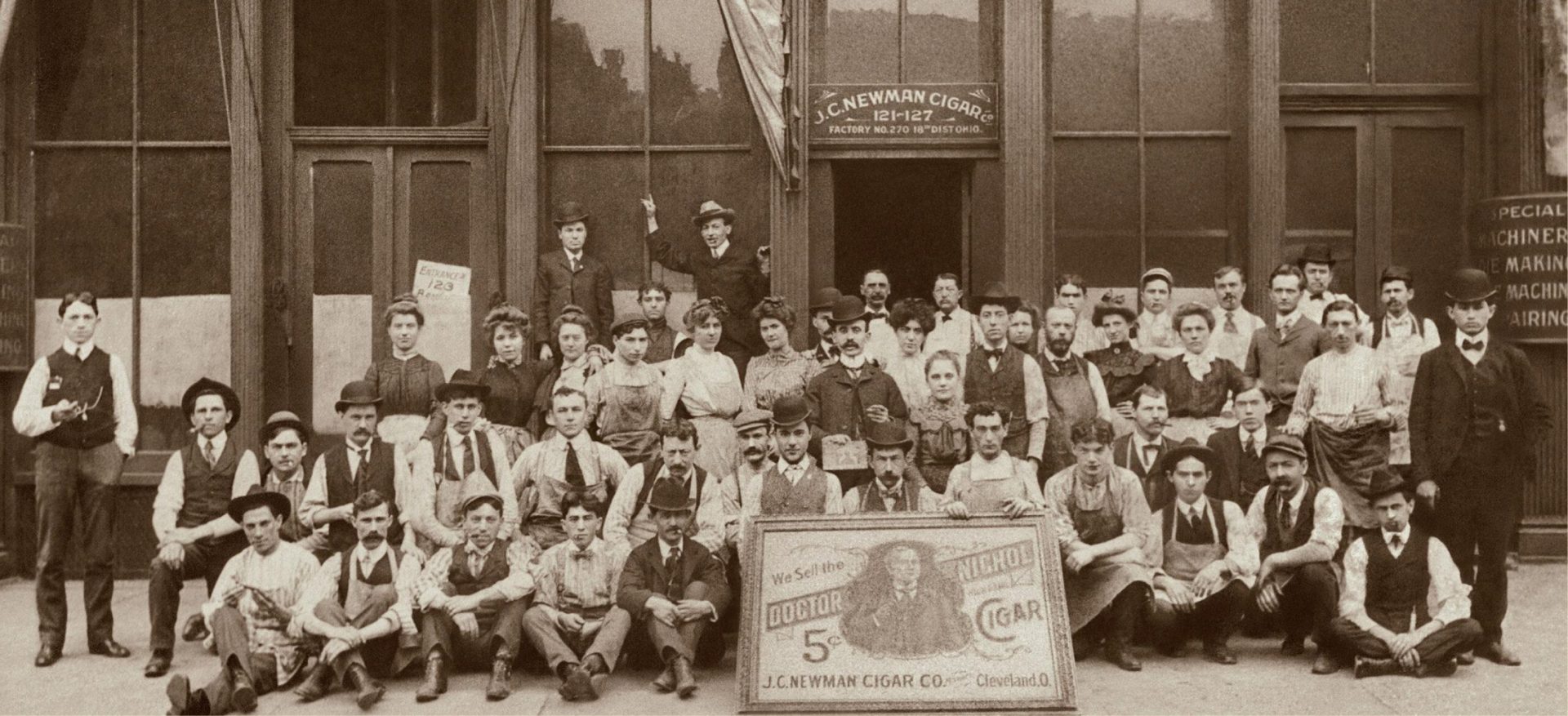 Archive photo: J.C. Newman Cigar Co. workers outside the Cleveland factory
